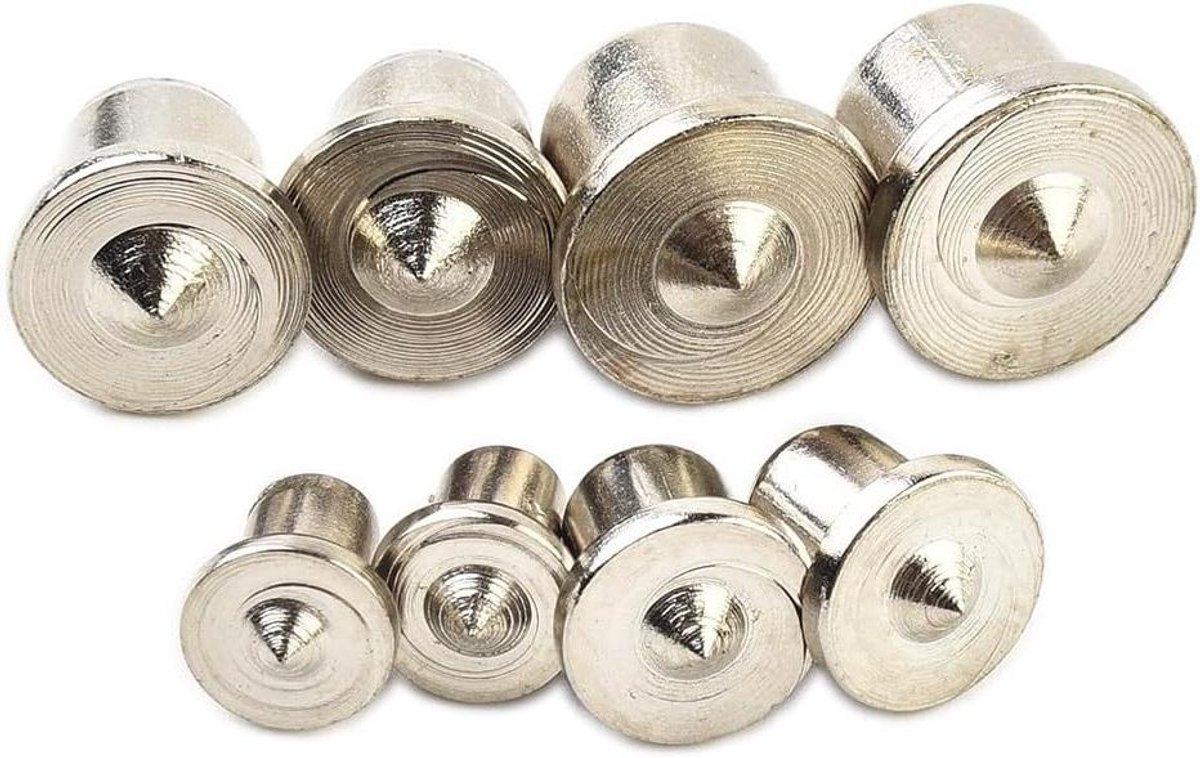 Houtbewerking Deuvel Center Set - Uitlijningspennen - Precisie Houtverbindingen - Markeringspunten - 16 stuks 6-12mm - Zilver