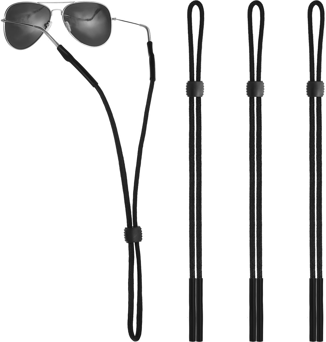 Dailygoods - Verstelbare Zwart Brillenband voor Mannen en Vrouwen - 33 cm