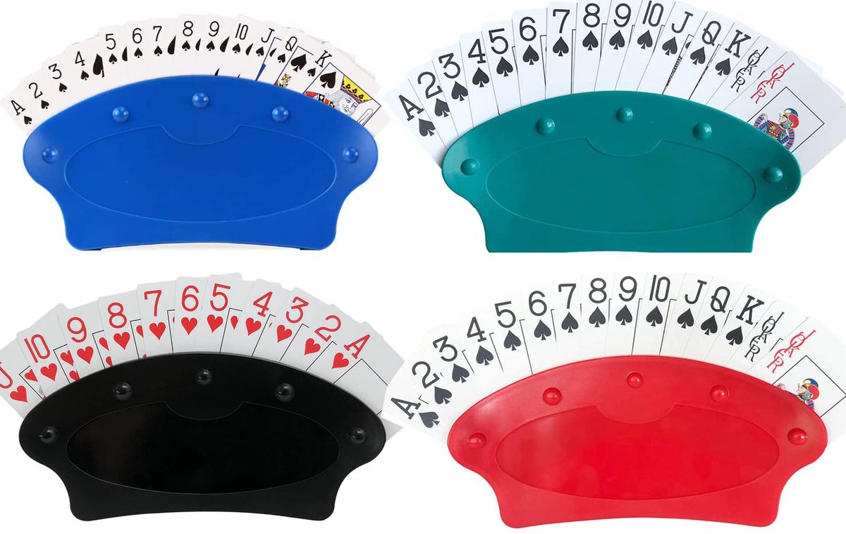 Dailygoods - Handvrije Kaarthouder - Set van 4 - Ideaal voor Kinderen en Volwassenen voor Kaartspellen