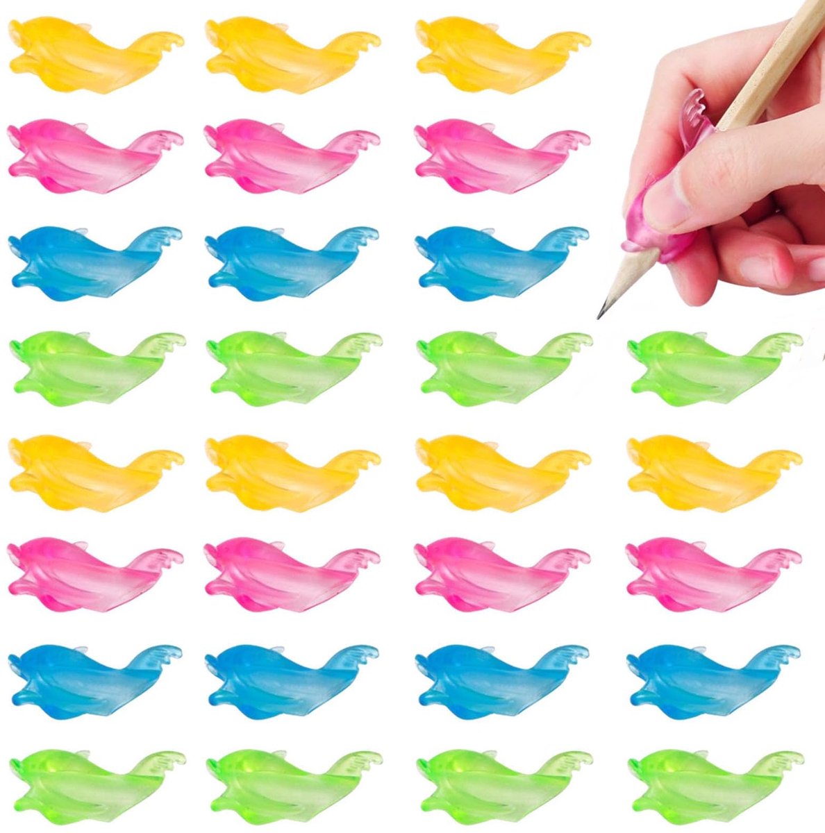 Dailygoods - Pencil Grips - 30 Stuks Zachte Silicone Potloodgrepen voor Kinderen