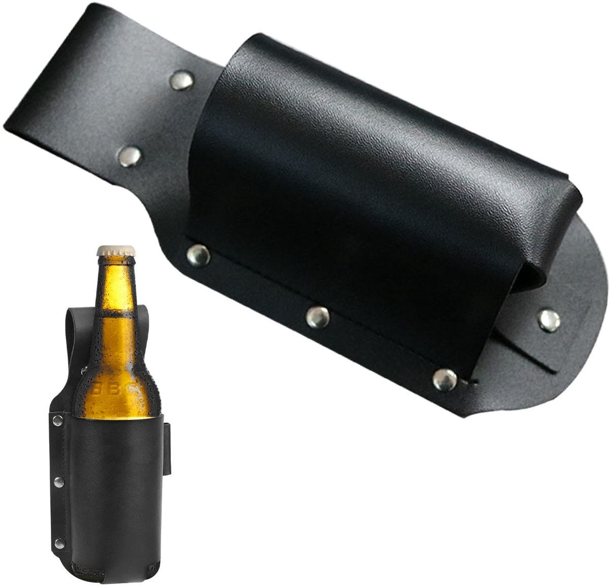 Dailygoods - Zwarte Bier Holster - Handige Drinkhouder voor Flessen en Blikjes - Perfect voor Feestjes