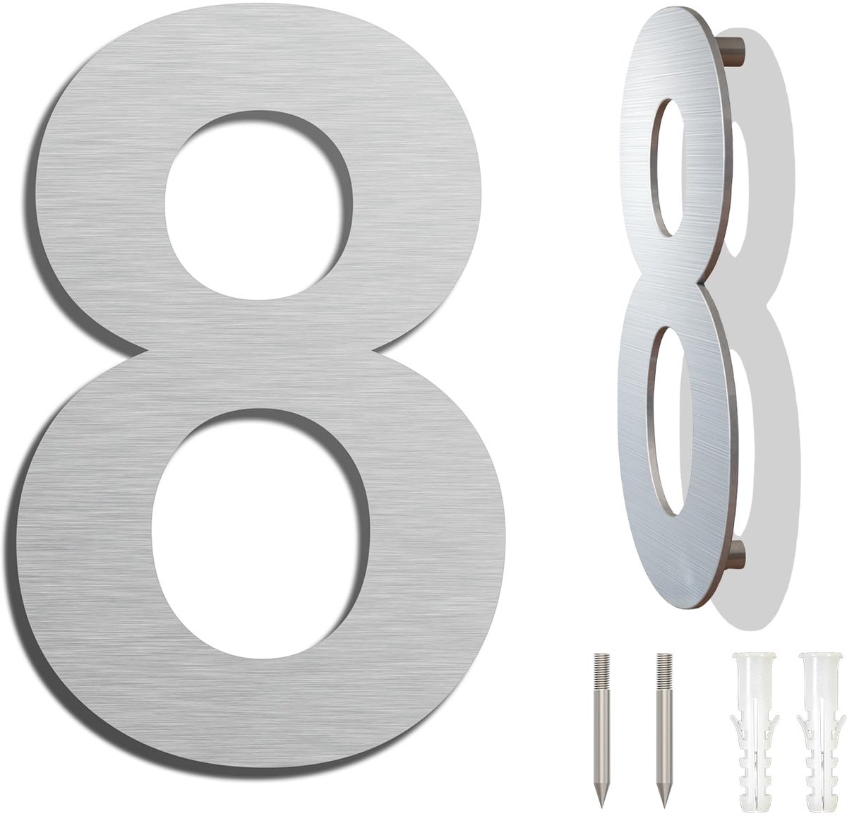 Dailygoods - Roestvrij stalen huisnummer - 152 mm hoog - weerbestendig en onderhoudsvriendelijk