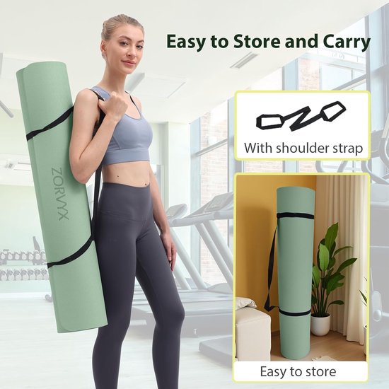 Yogamat XXL - Fitnessmat Oefenmat - Thuis Sporten - Extra Dikke Demping - 200x100cm - Groen van Yogamat — afbeelding 4