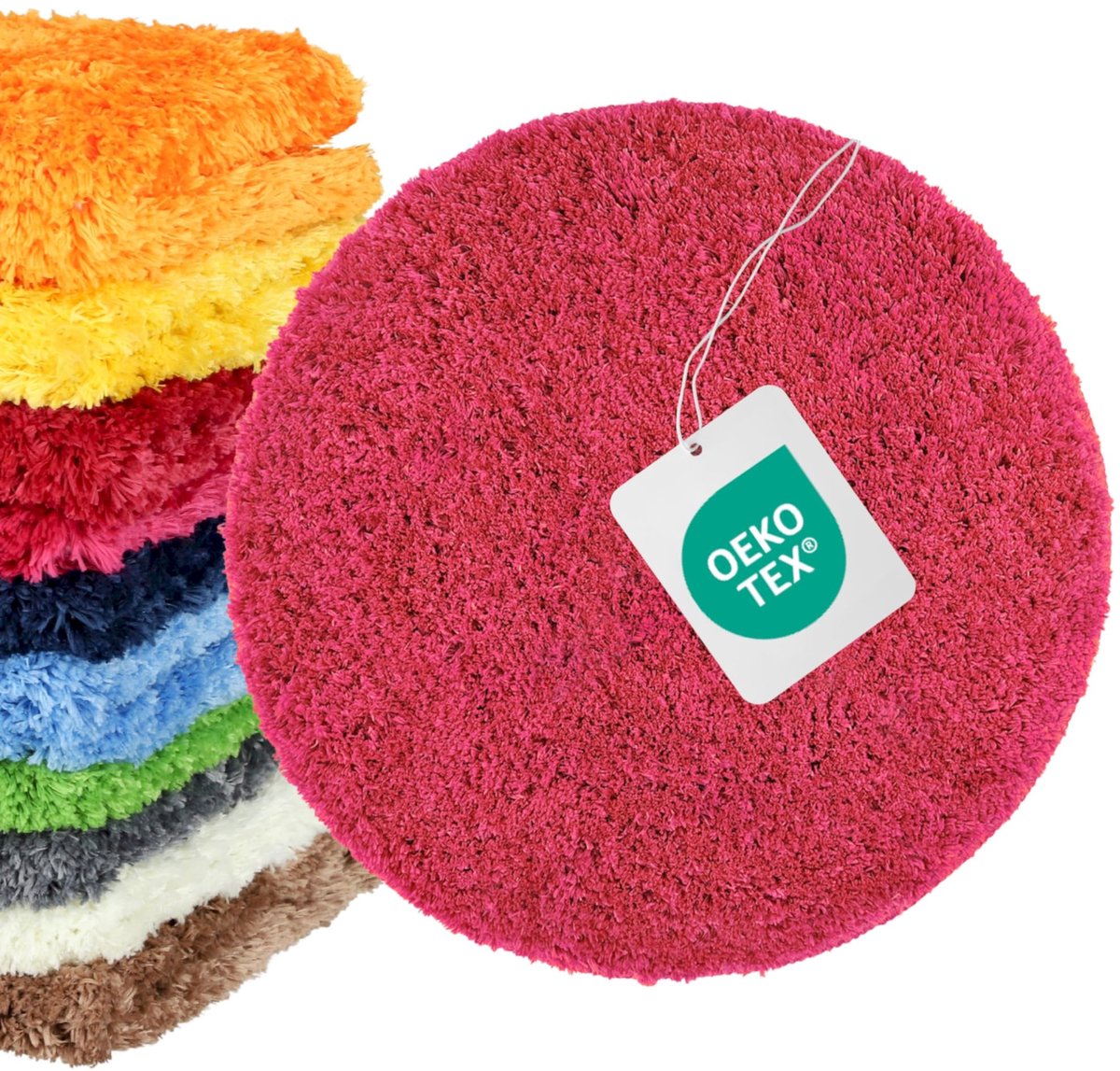 SnelShoppen - Badkamertapijt Rond 56 cm - Pluizige Antislip Badmat voor Gastenbadkamer - Absorberend en Wasbaar - Bessen Kleur - Ideaal voor Vloerverw