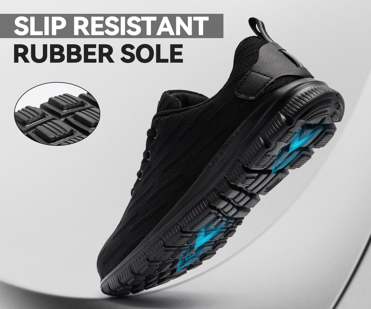 SnelShoppen - Lichtgewicht Heren Veiligheidssneakers met Stalen Neus, Ademend en Comfortabel, Werk- en Beschermingsschoenen - Zwart, Maat 39EU