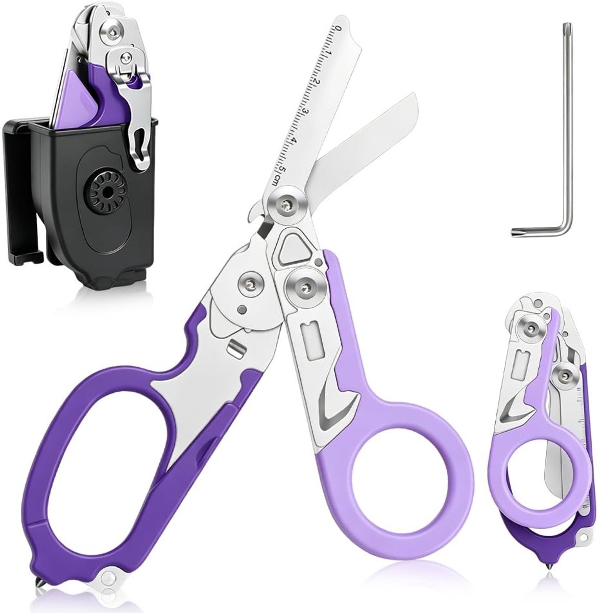 Dailygoods - Reddingsschaar 6-in-1 Multitool voor Hulpverleners - Paars