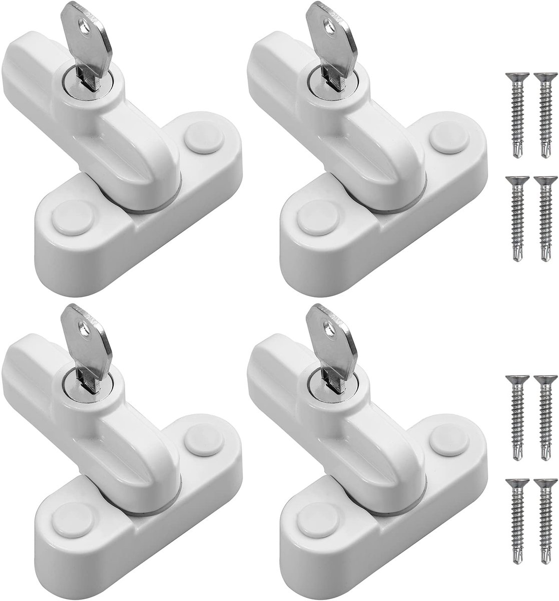 Dailygoods- Veiligheidssluiting 4-delige Set - Raambeveiliging - Raamslot Kind - Sash Jammer - Zinklegering - Eenvoudig te monteren