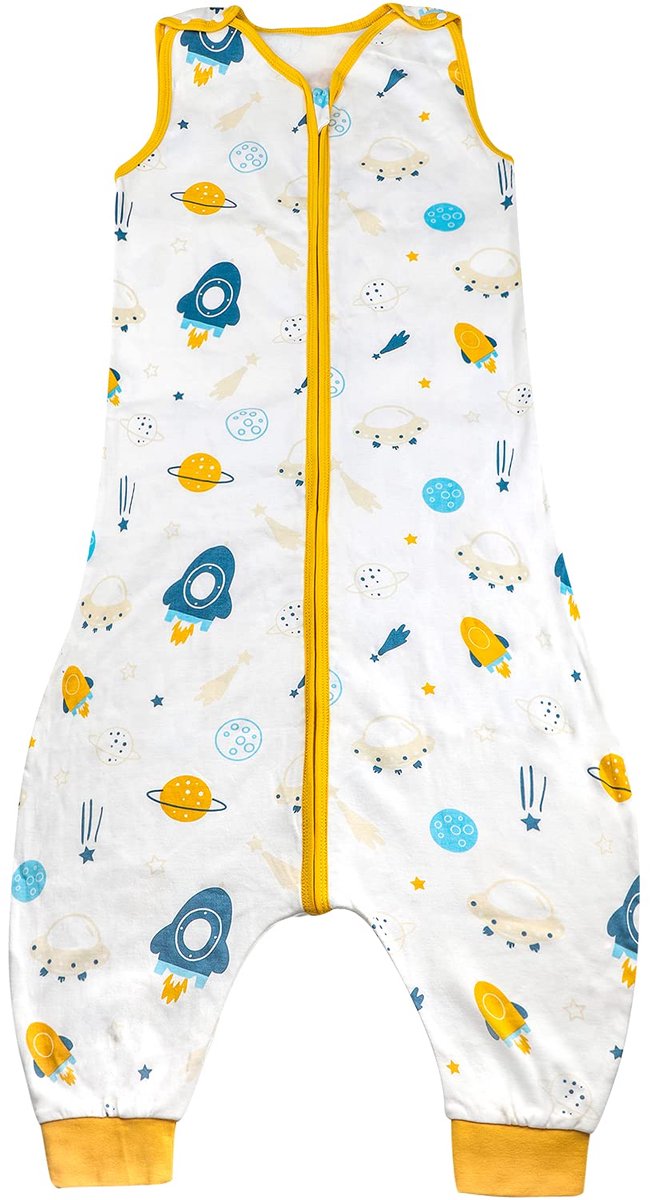 SnelShoppen - FLYISH DIRECT Babyslaapzak met Voetjes, 100% Katoenen Zomerslaapzak, 0,5 Tog Mouwloze Babyslaapzak met Pootjes, Ademend en Draagbaar voo