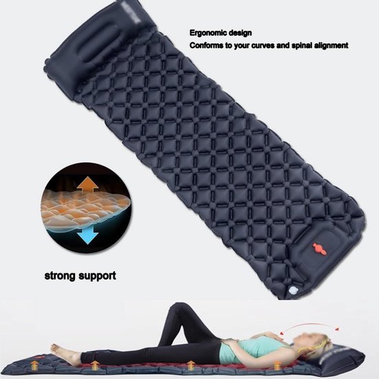 Slaapmat zelfopblazend - Kampeercomfort - Buiten slapen - Ingebouwde voetpomp - One Size - Groen — afbeelding 2