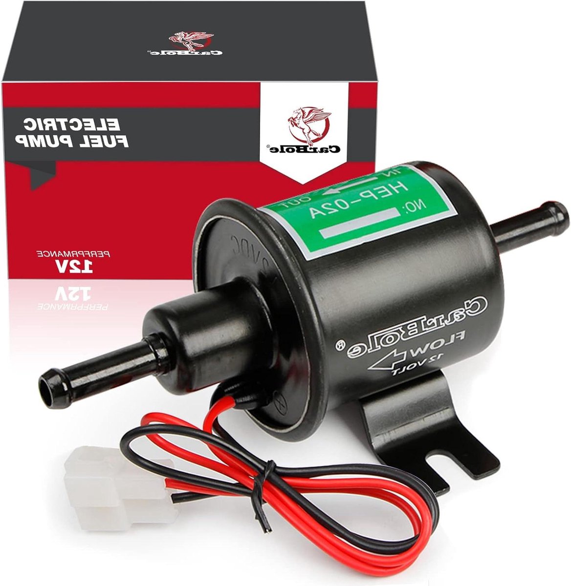Elektrische Brandstofpomp - Brandstofpomp Inline - Motoronderhoud - Universele 12V Toepassing - 4-7 PSI - Wit