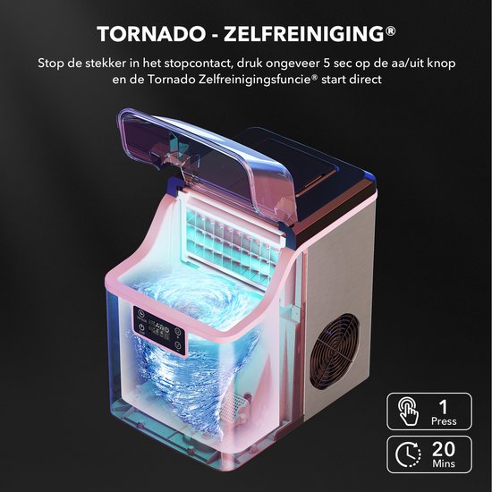 Bardi 3,2L Deluxe IJsblokjesmachine - Vierkante IJsblokmaker - LCD Display - 20Kg/24 uur. inclusief Thermosbeker en IJsschep- RVS met citruspers ZWART van Bardi — afbeelding 4