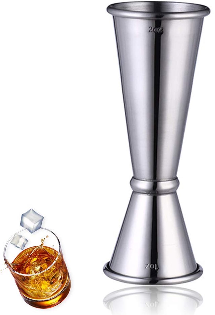 SnelShoppen - RVS Cocktail Jigger 30ml/60ml - Dubbele Dranken Maatbekers - Perfect voor Bar, Cocktails, Shots, Feestjes, en Thuisgebruik