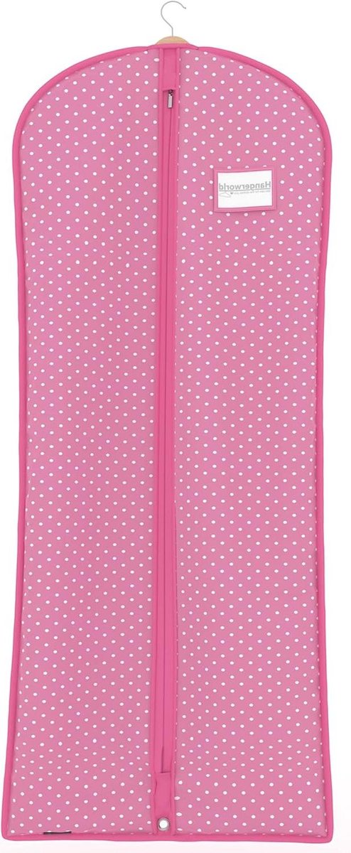 Kledingbeschermhoes - Kledinghoes Beschermhoes - Kleding Opbergen - Ademend Materiaal - 152 cm - Roze-Wit Gestipt