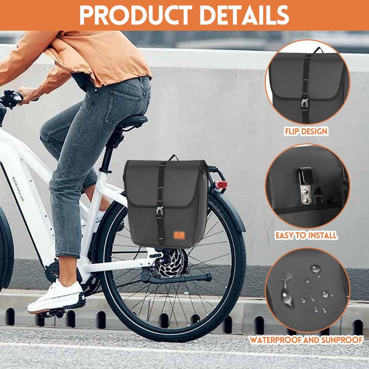 SnelShoppen - Fietstassen voor bagagedrager 40L - Waterdichte Oxford 600D Fietstas met Draaggreep - Ideaal voor Fietstochten, Camping en Avontuur