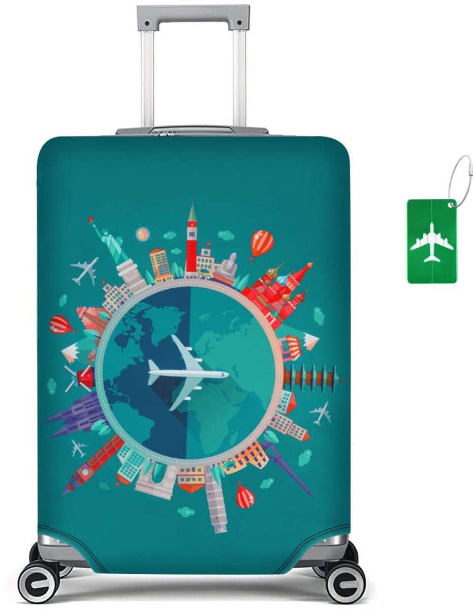 SnelShoppen - Elastische Reiskofferhoes 22-25 inch - Bagagehoes Beschermhoes voor Reisbagage - Groene Kofferhoes - Ideaal voor Vakantie en Reis