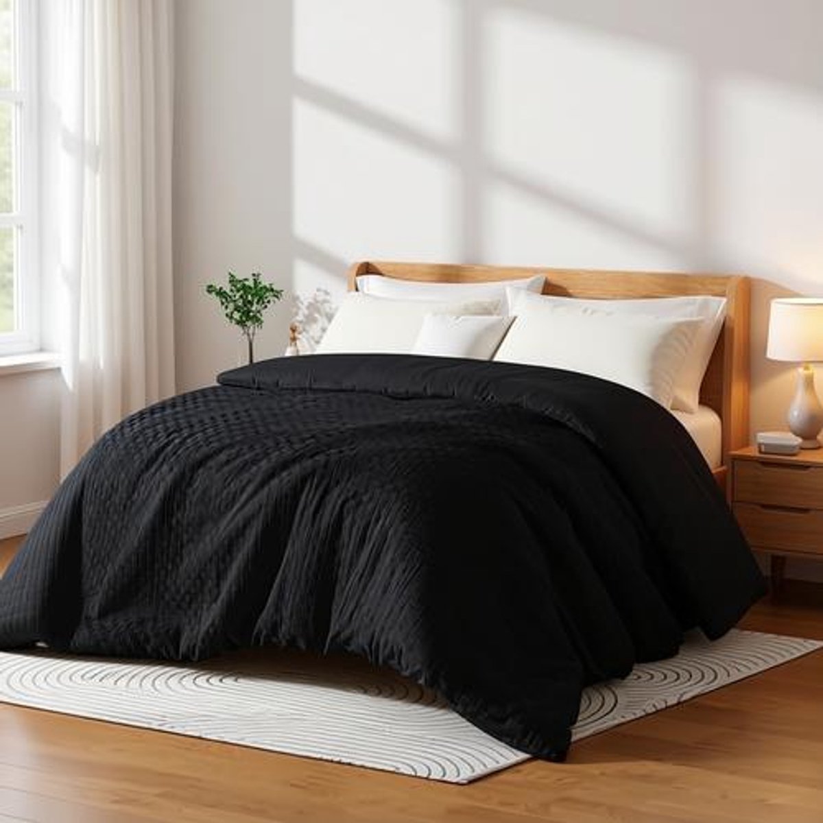 Arvion Dekbed 220x240 cm - Zwart - 4-seizoenen Dekbed - Warm en Zacht - Ademend Slaapdeken
