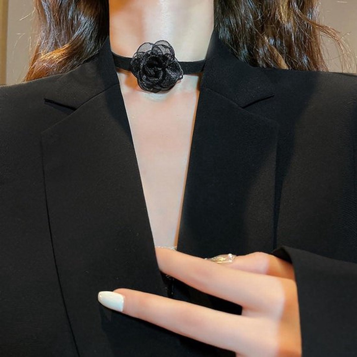 Gothic stof bloem choker halsketting voor Halloween