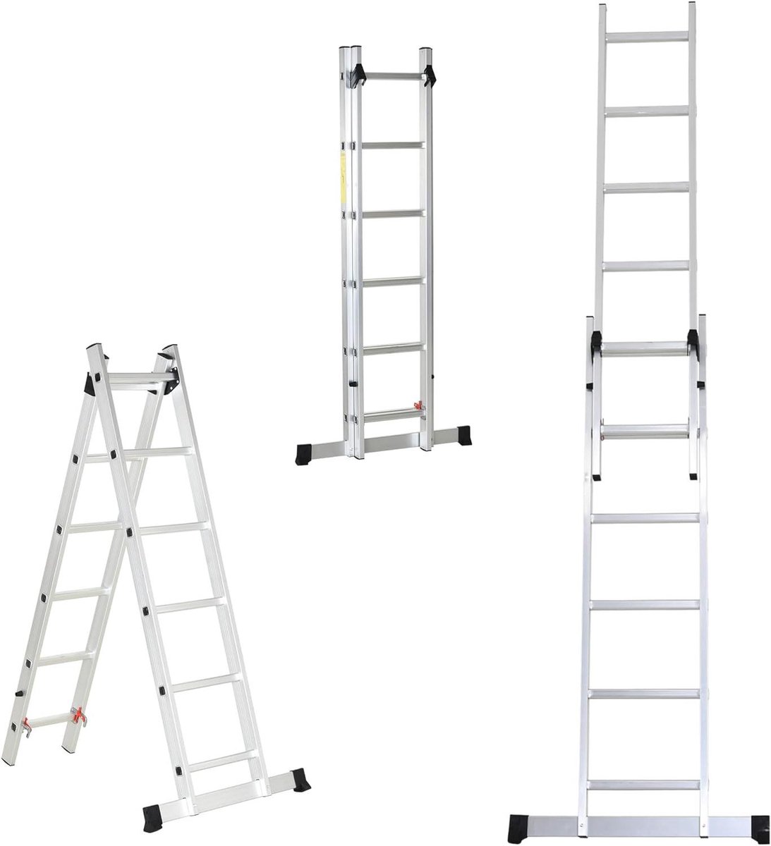 Aluminium Ladder - Vouwlader Opvouwbaar - Huishoudelijke Klusjes - Niet-Glijdende Basis - 2.5 m - Zilver