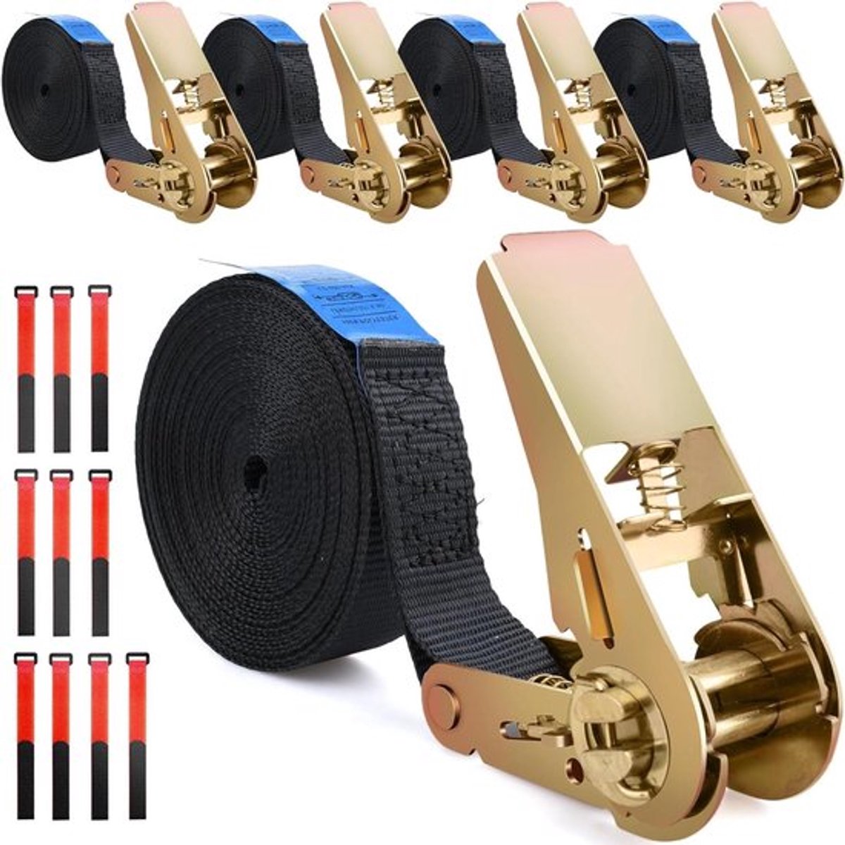 Spanbanden met Ratel van 6 Meter voor Auto, Fiets, Motorfiets - Set van 5