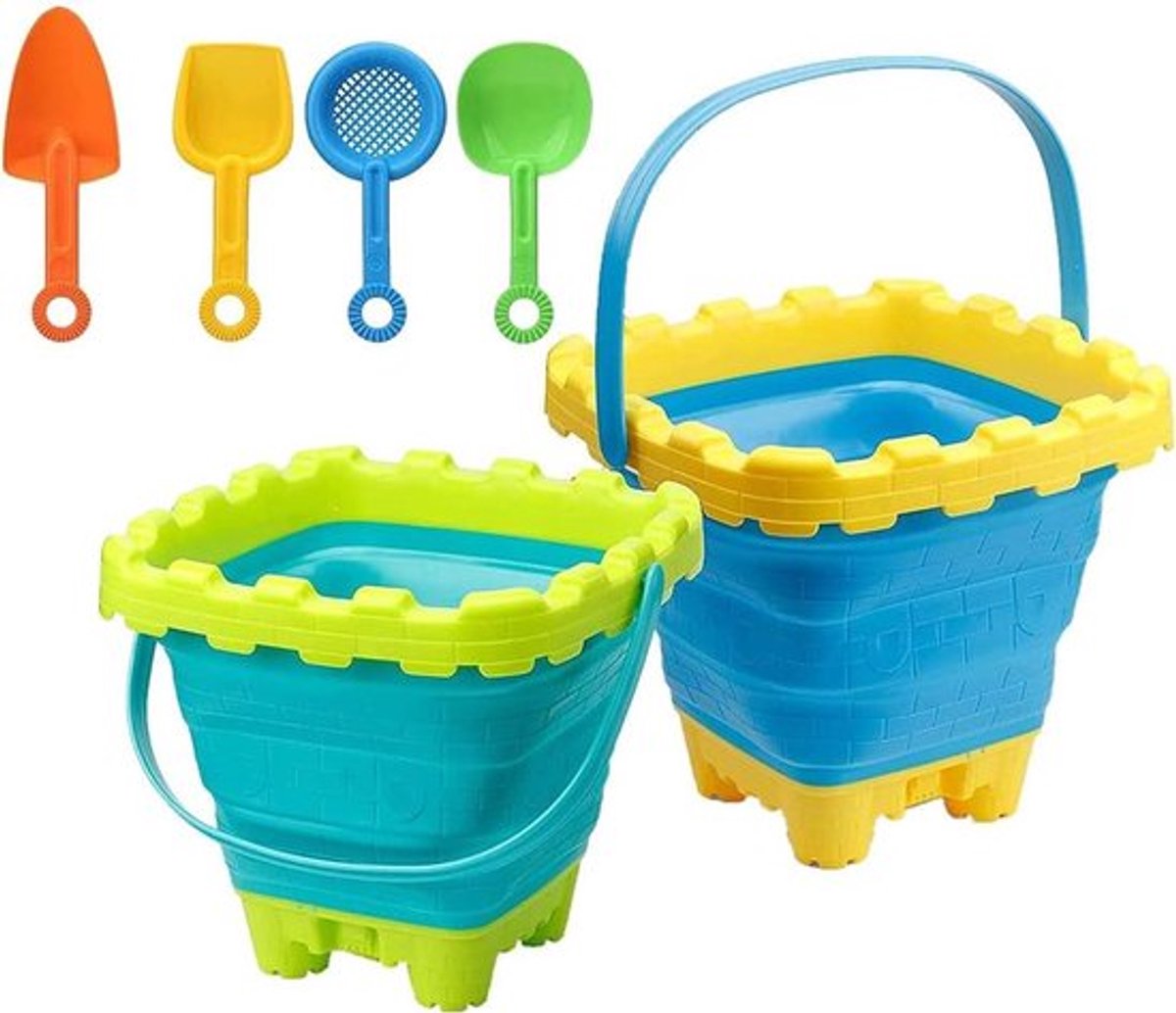 Opvouwbare emmer en schep set voor vakantie - Siliconen design - Premium kwaliteit - Zomercadeau