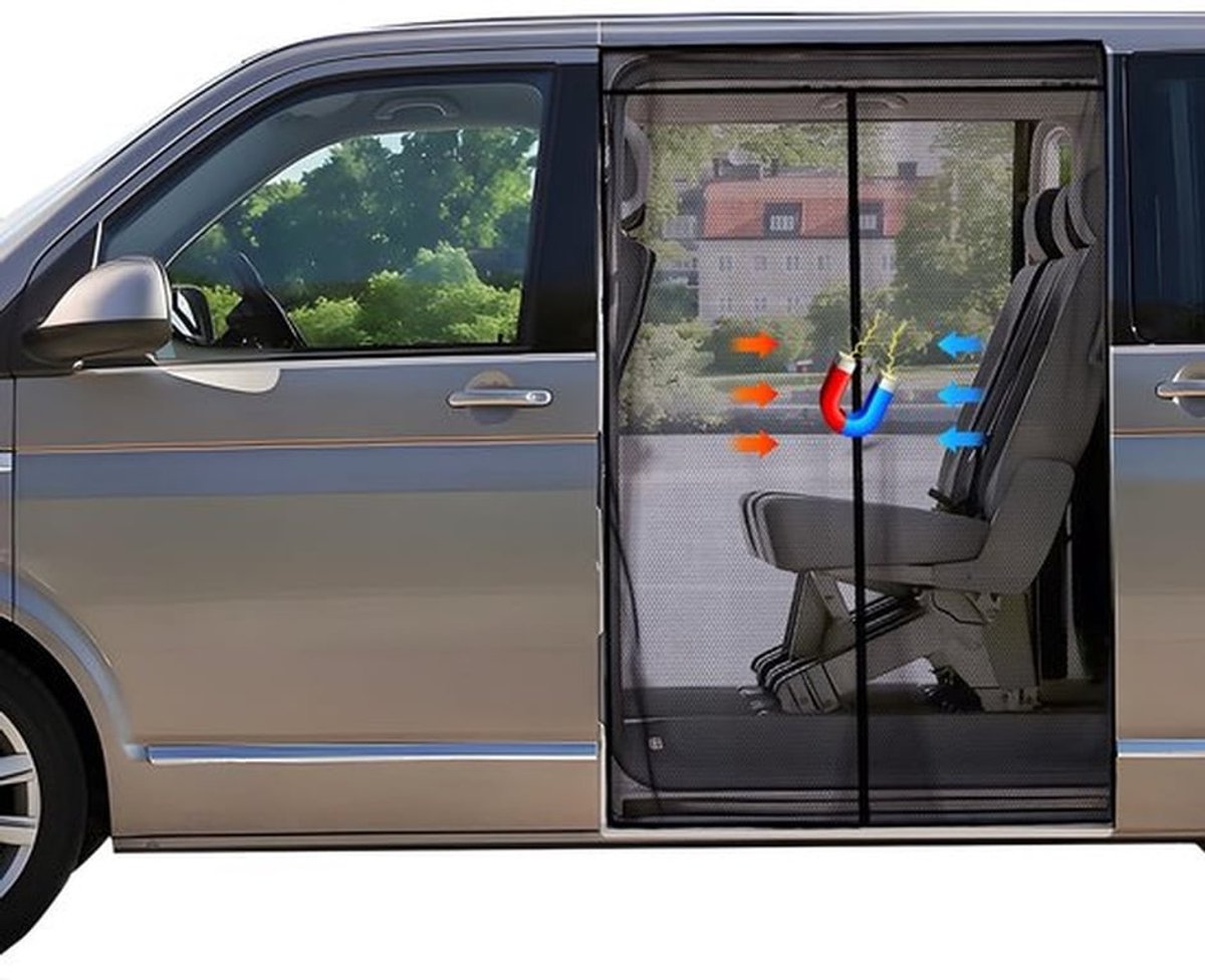Klamboe magnetisch - Vliegengordijn - Insectenbescherming - Schuifdeur - Hoogwaardig gaas - Geschikt voor VW T5/T6 - Vliegenhor