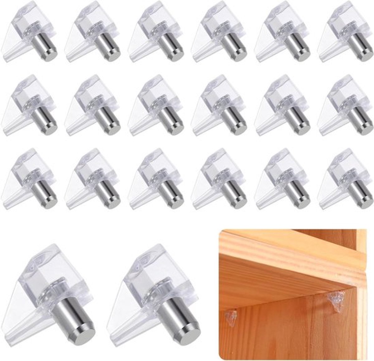 20-delige set 5mm Transparante Plank Ondersteuning Pegs - Plastic Vervanging Pins voor Keuken Meubels - Boekenplank Ondersteunt - Ponsen Dakspaan Houder - Vergrendelspelden