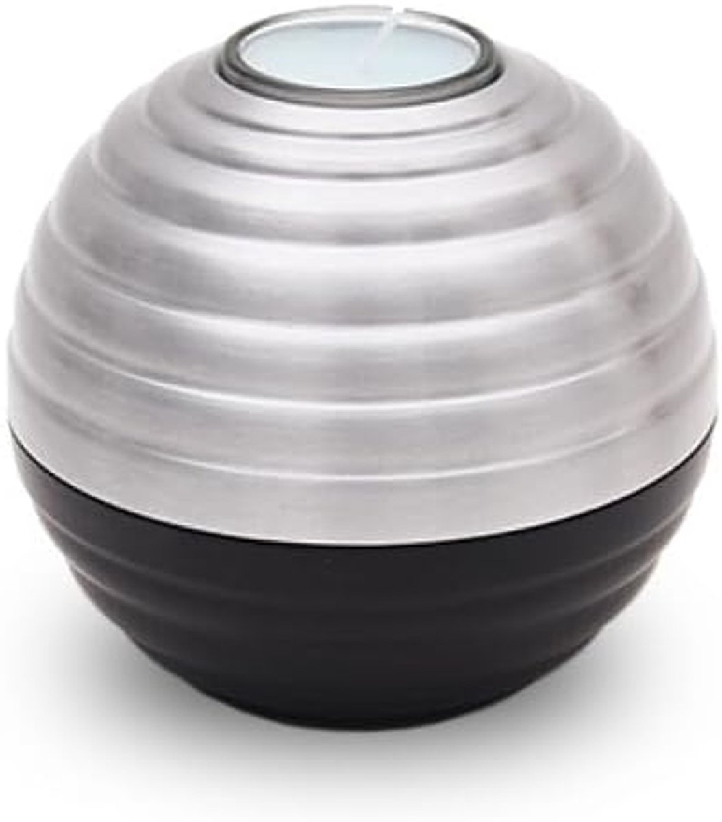 Mini urn waxinelicht - Theelichthouder urn - Herdenken dierbare - Met waxinelichthouder - Ø 12 cm - Zwart