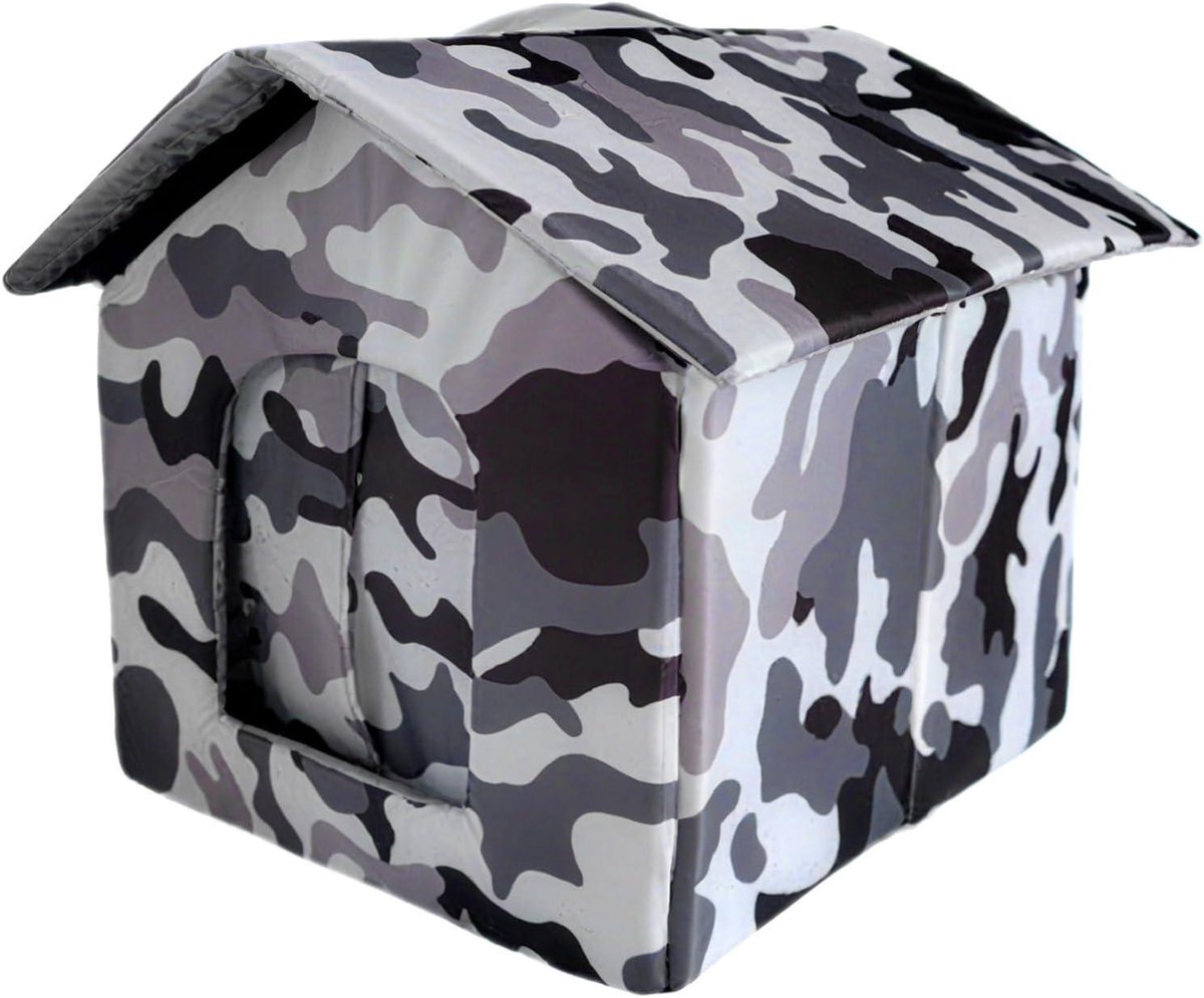 Kattenhuis voor buiten - Buitenkattenhuis Huisdierenschuilplaats - Bescherming tegen weer - Bijtbestendig Oxford stof - 48x40x3.3cm - Grijs
