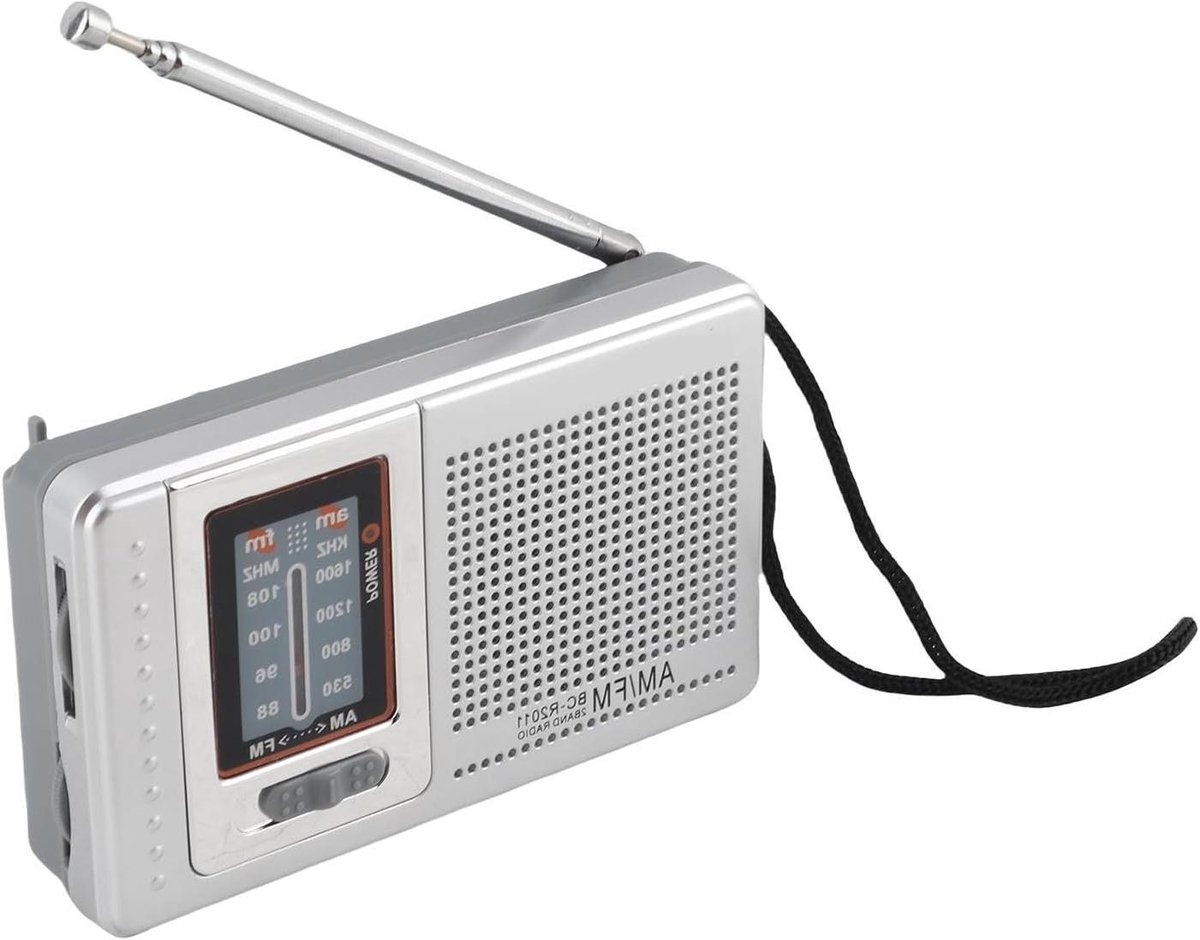 Draagbare Radio - Zakradio AM FM - Noodsituaties - Krachtige Signaalontvangst - 11 x 6 x 3 cm - Zilver Grijs