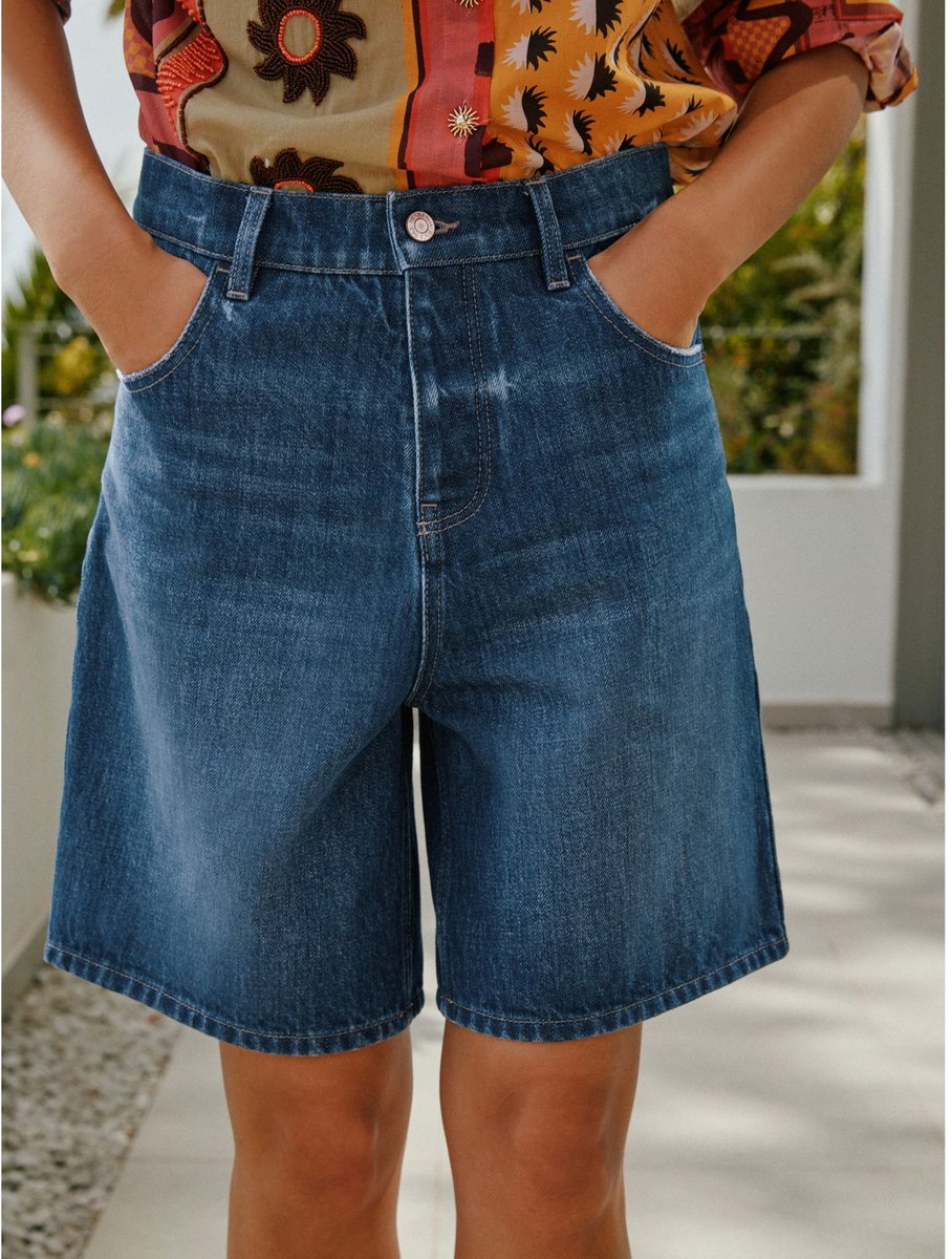 Next - Dames - Denim bermudashort - Blauw