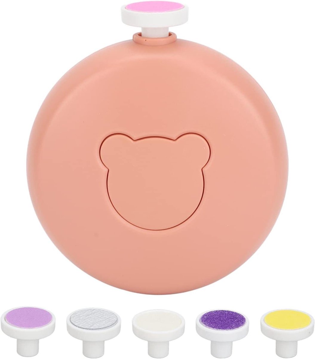 Elektrische Baby Nageltrimmer - Baby Vijl Nagelschaartje - Baby Nagels Verzorgen - Zachte Stille Motor - 6 Slijpkoppen - Oranje
