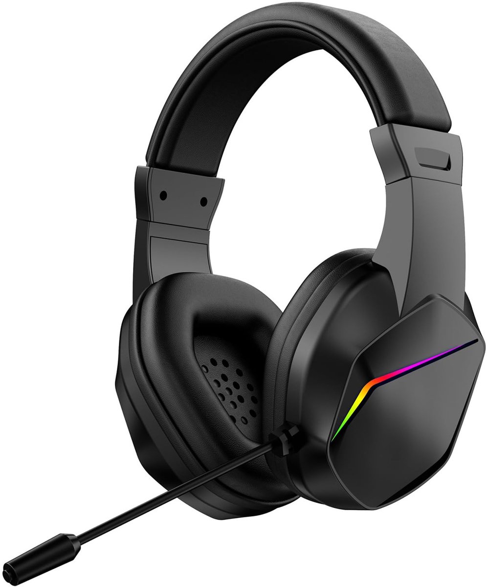 SnelShoppen - Draadloze Gaming-headsets met Bluetooth, Over-ear Koptelefoon, 40 Mm Drivers, Omnidirectionele Microfoon, LED-verlichting, Lage Latentie