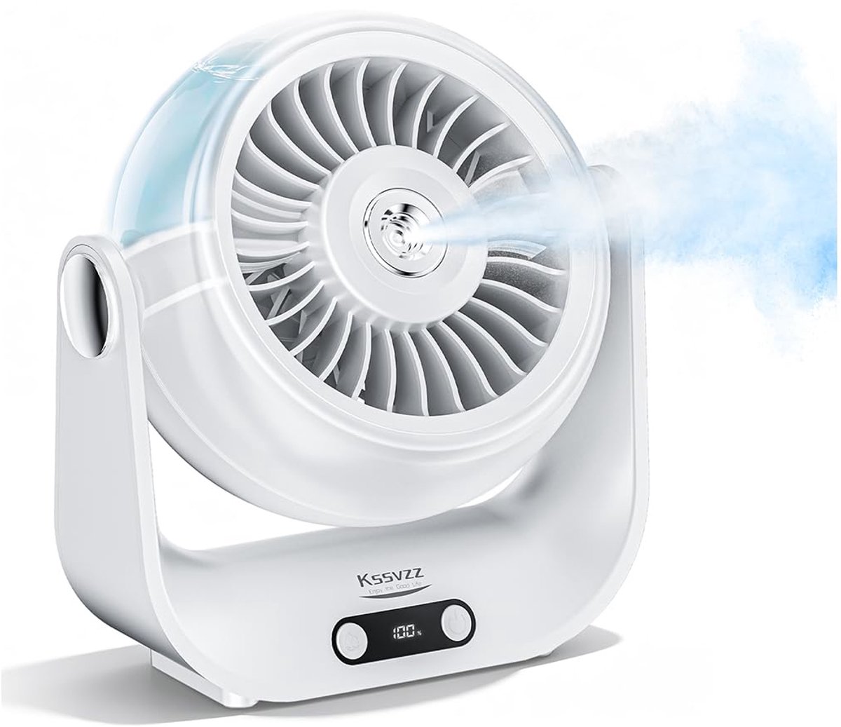 SnelShoppen - Ventilator Nevelaar Bureau 5000 mAh Stil 5 Snelheden LED-Display 90° Verstelbaar Tafelventilator USB-Oplaadbaar Voor Slaapkamer Kantoor