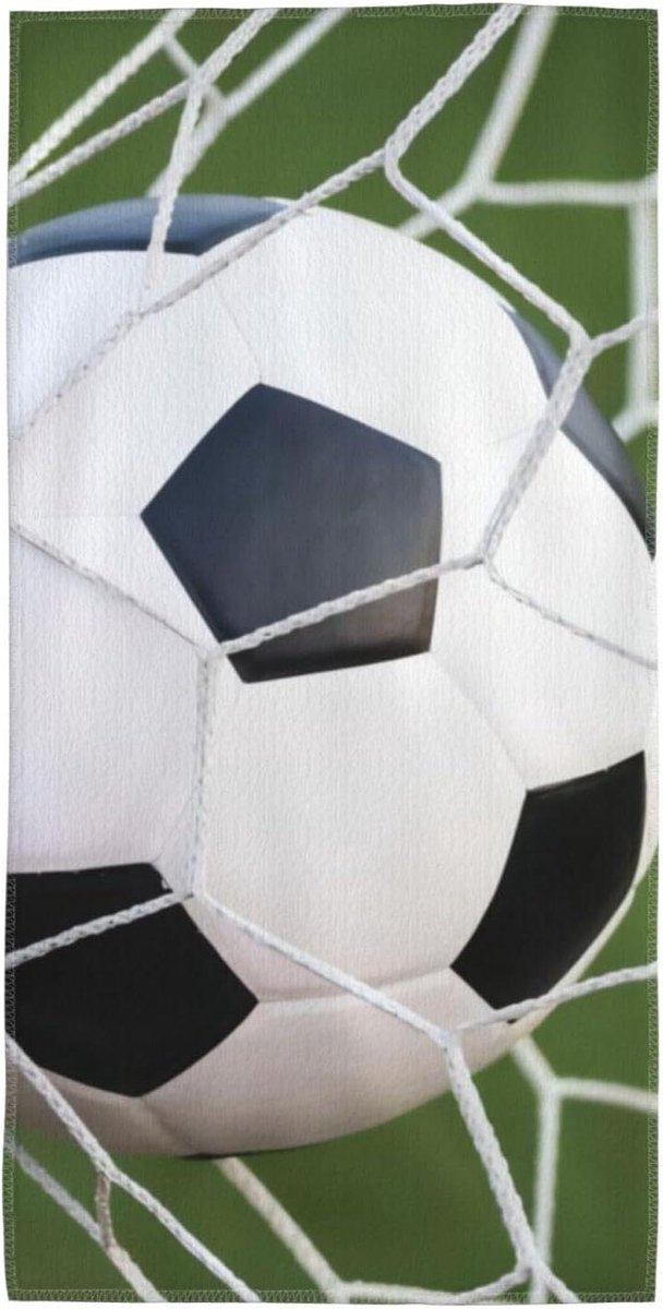 Voetbal Handdoek - Strandlaken Sneldrogend - Sport & Strand - Voetbal Print Design - 35x70cm - Zwart