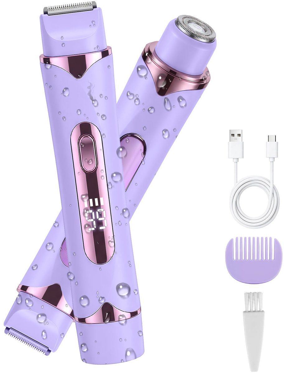 SnelShoppen - 2-in-1 Intiem Scheerapparaat voor Vrouwen, Elektrisch Scheerapparaat voor Dames, Bikinizone, Gezicht en Lichaam, IPX7 Waterdicht, Pijnvr