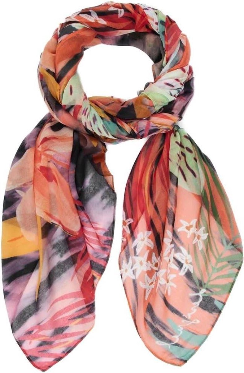 Dames Sjaal - Foulard Accessoire - Stijl Voltooien - Gedessineerd Patroon - 190 x 125 cm - Grijs