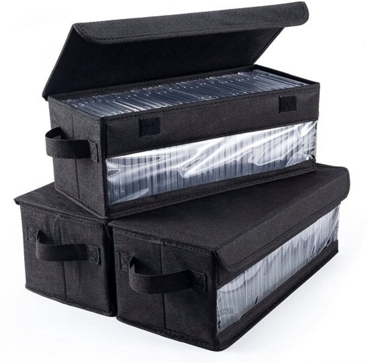 Set van 3 CD/DVD Opbergdozen met Zichtvenster – Opvouwbaar & Draagbaar