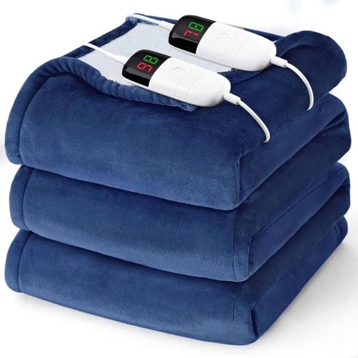 Elektrische deken voor groot bed met dubbele bediening, 10 warmteniveaus en timer