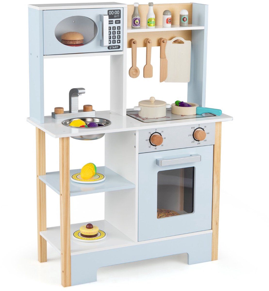 SureDeal® - Rollenspell - Kinderkeuken Houten Keuken - Eettafel - 61,5x26x85 cm - Blauw