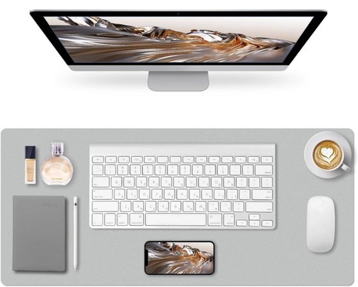 SnelShoppen - Desk Pad Light Grey 90x43cm - Luxe Bureau Onderlegger, Modern Design, Perfect voor Thuis en Kantoor, Beschermt Bureau, Gemakkelijk Schoo