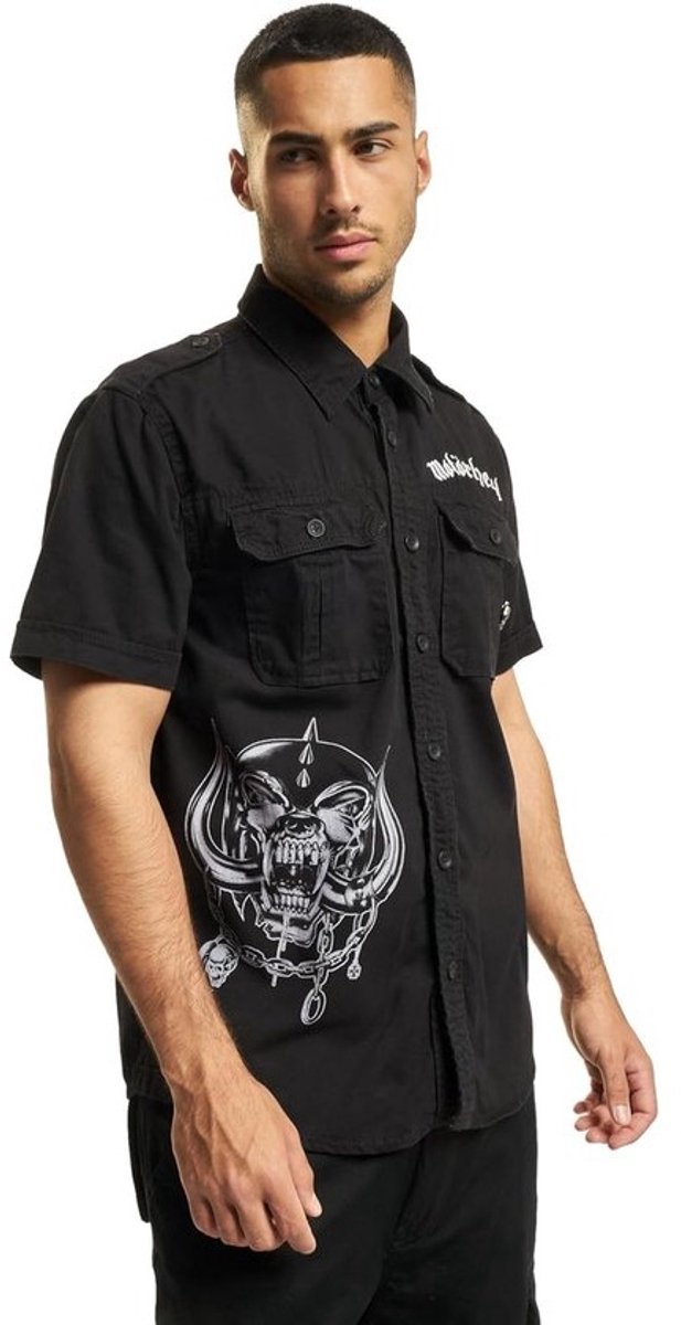 Vintage Heren Shirt - Klassiek Casual - Dagelijks Gebruik - Grote Print Achterkant - Zwart
