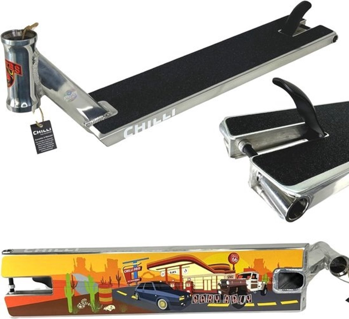 Stuntstep Deck Lichtgewicht Aluminium met GripTape voor Park en Street