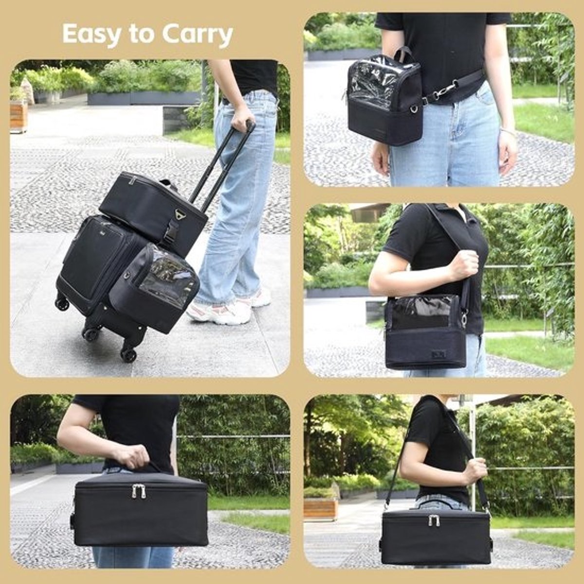 Cosmetica Koffer - Make-up Trolley - Professioneel Gebruik - 4-in-1 Systeem - 11 Delig - Zwart