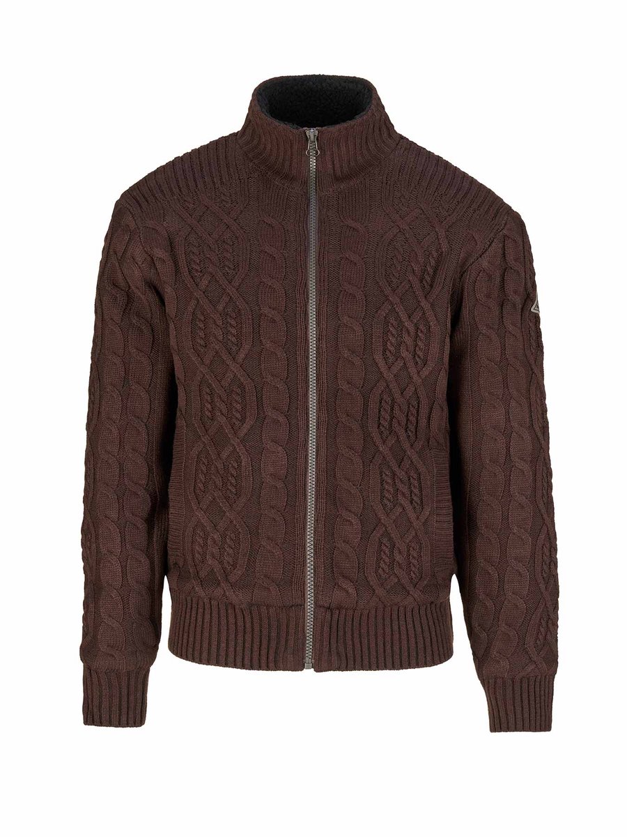 BJØRNSON Viggo Teddy Wintervest Heren Kabel Gebreid - Maat XL - Bruin