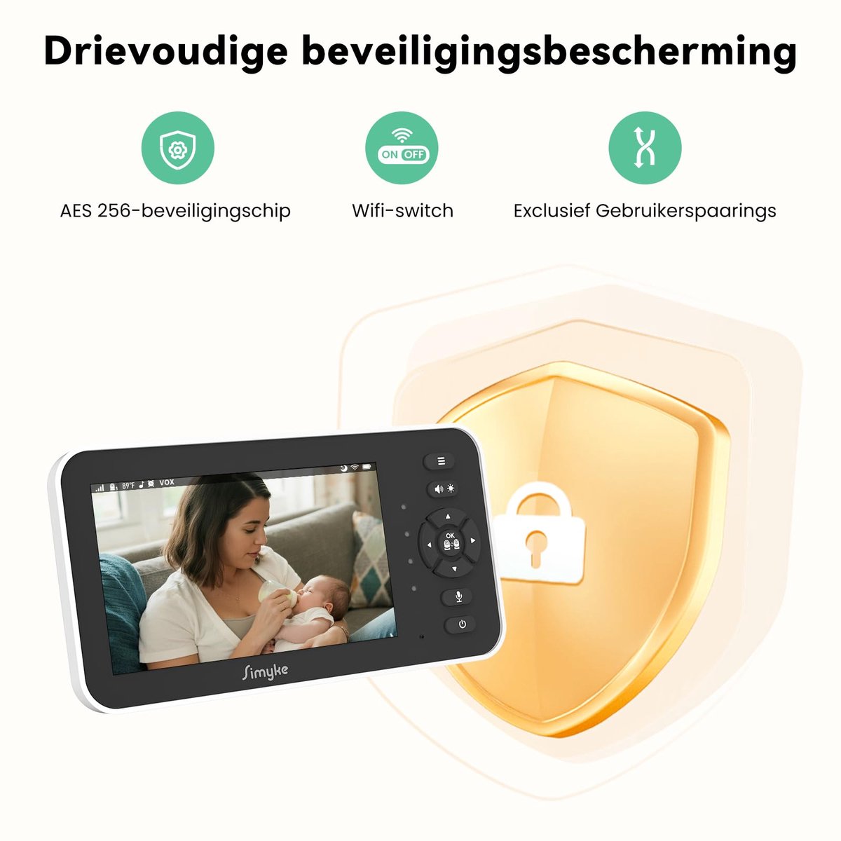 Babyfoon met Camera – 5 Inch HD Scherm – Nachtzicht – 360° Draaibaar – Terugspreekfunctie – WiFi & App