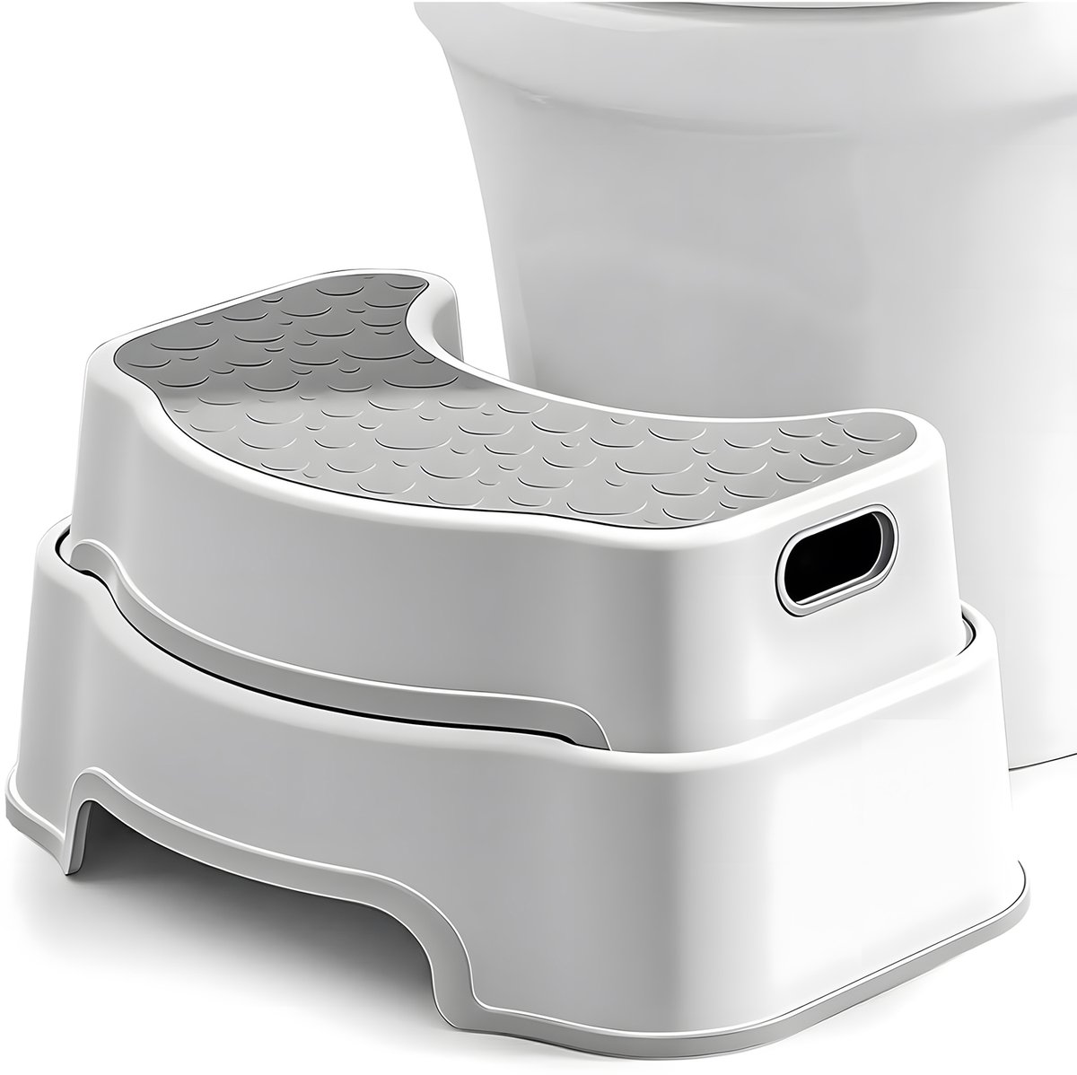 Toiletkruk - Voetenbankje Voor Toilet - Antislip Badkamerkruk - Voetsteun Voor Toilet - Kinder Voetenbankje - Grijs