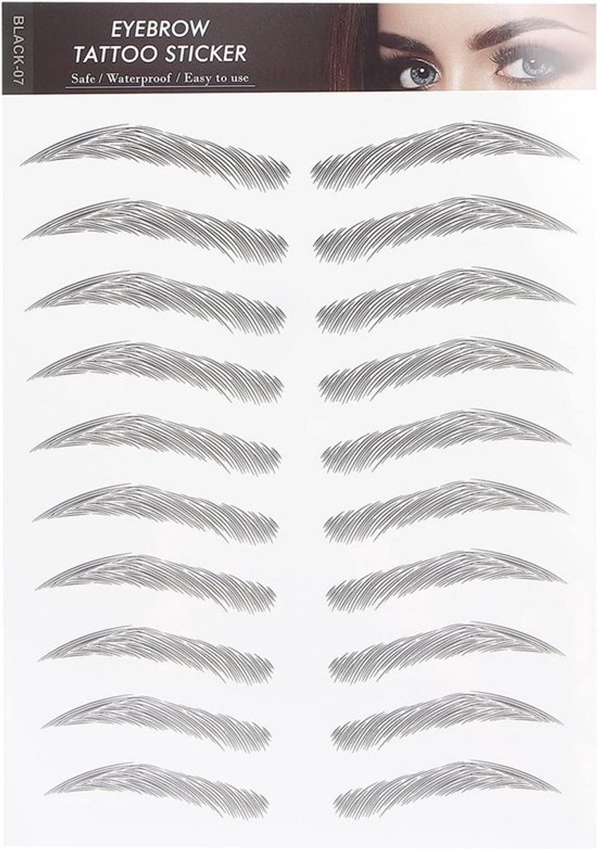 Waterdichte 6D Wenkbrauwstickers Zelfklevend Voor Natuurlijke Wenkbrauw Make-up (Zwart)
