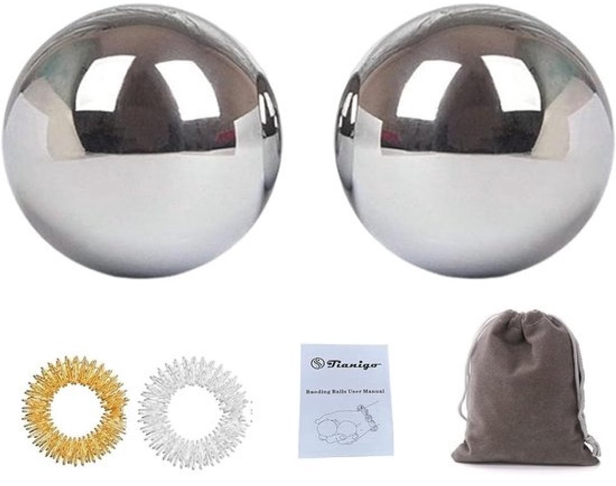Set Roestvrijstalen Baoding Ballen 6,5 cm - Handmassage en Stressverlichting