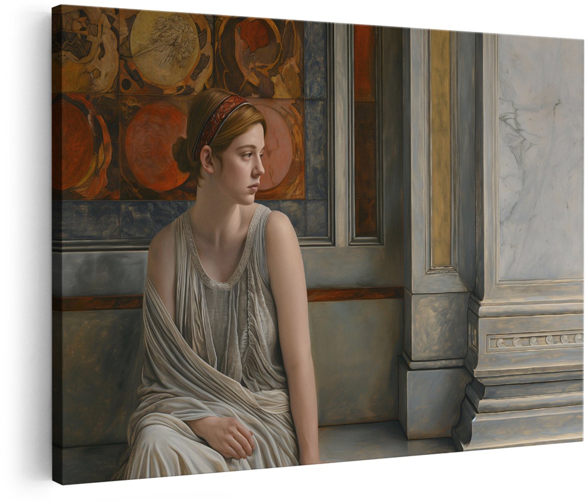 Artaza Canvas Schilderij Vrouw - 180x120 cm - Groot - Wanddecoratie Klassiek Schilderij - Muurdecoratie Romeins Portret - Decoratie Woonkamer