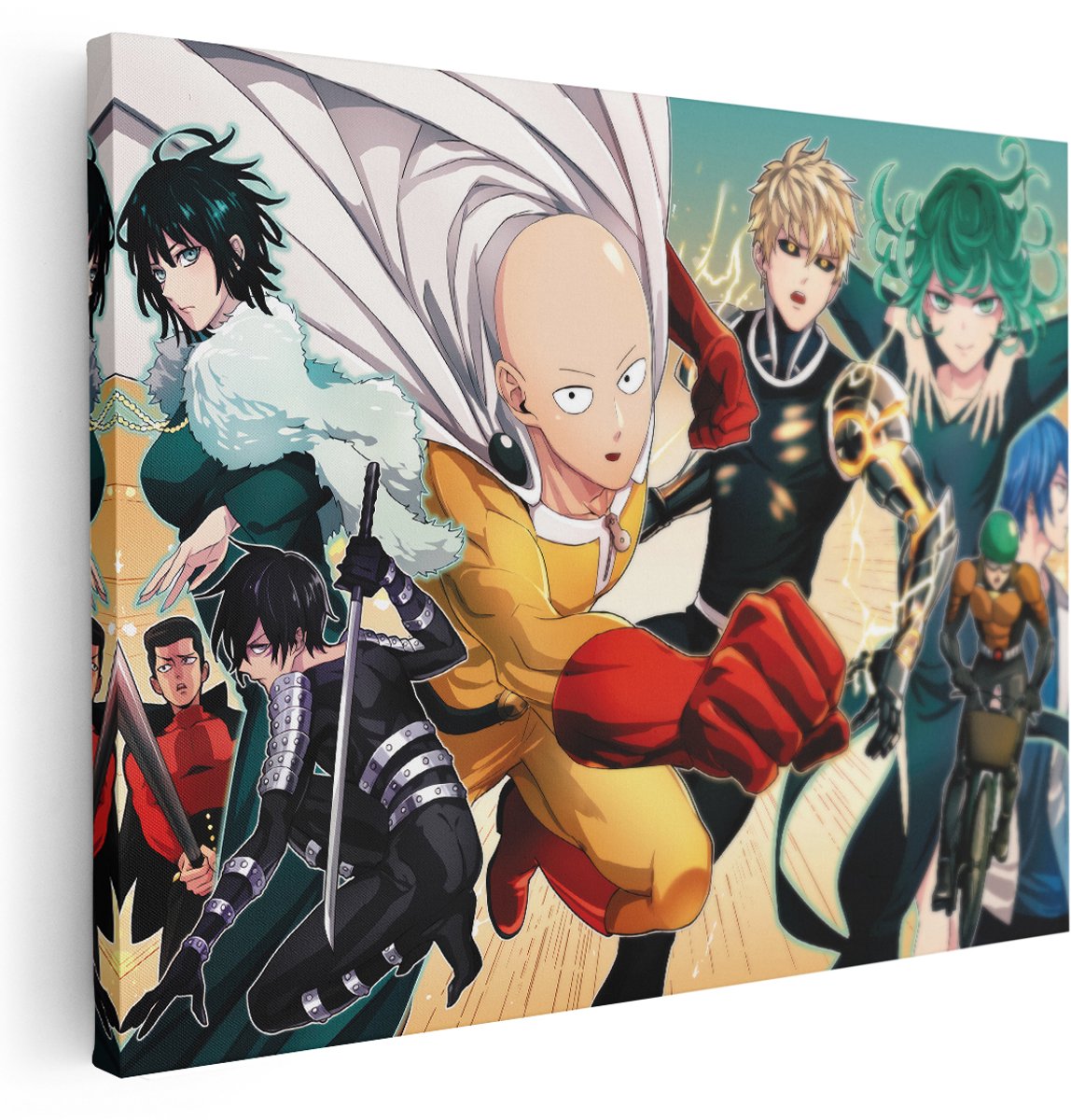 Artaza Canvas Schilderij Anime - 160x120 cm - Groot - Wanddecoratie One Punch Man - Muurdecoratie Genos Tatsumaki - Decoratie Jongenskamer - Kamer Accessoires